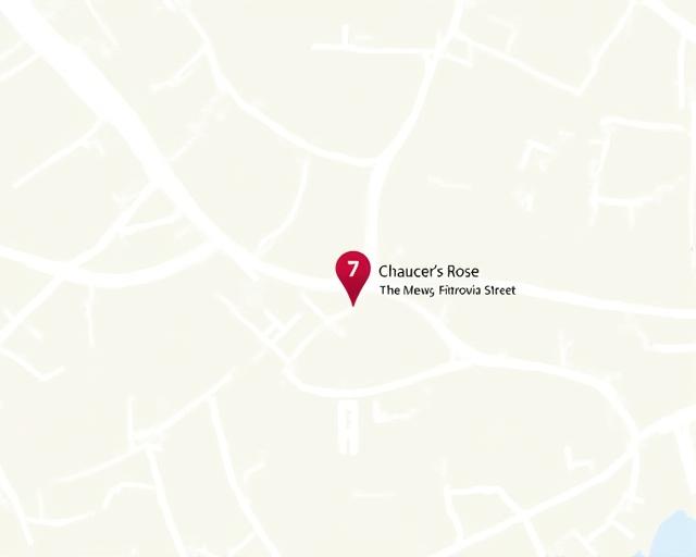 A map showing the location of Chaucer's Rose in Fitzrovia, London.